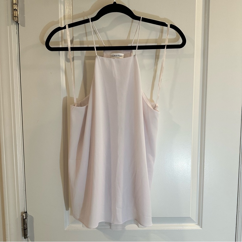 Calvin Klein Racer Back Cami Blouse with Mesh Underlay in Light Purple